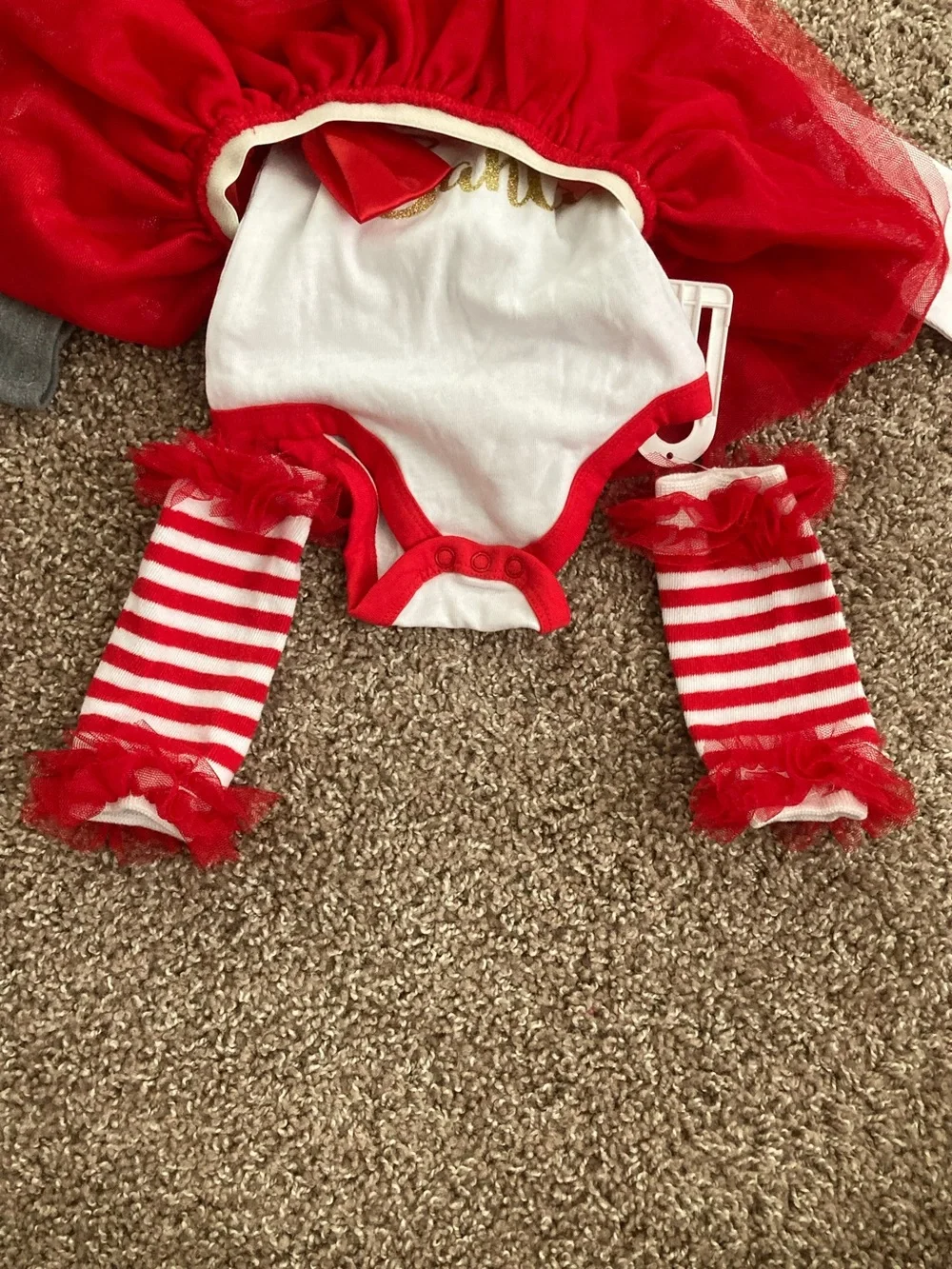 4-Piece Baby Essentials Red, White, & Gold Holiday 1st Christmas Tutu Set, 6 mo.